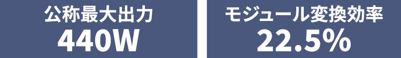 公称最大出力440W モジュール変換効率22.5%